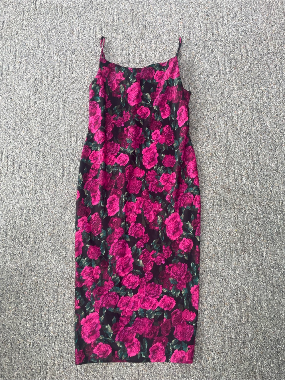 Pink floral midi dress